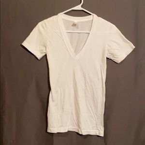 White Deep V American Apparel T-Shirt